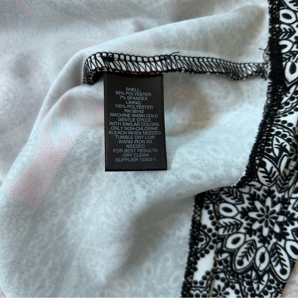 Liz Claiborne Red White Black Mosaic Floral Midi Dress Sleeveless Size 10 Fall - Picture 4 of 10